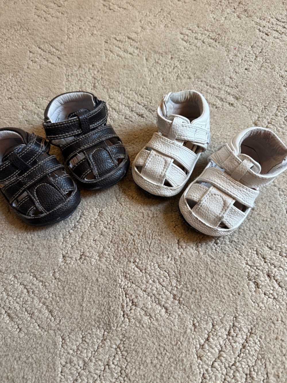Baby Fisherman Sandals - dark brown & White 6-12 months